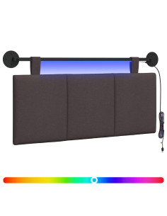 Testiera sospesa Con luce LED Marrone Scuro Tessuto 2