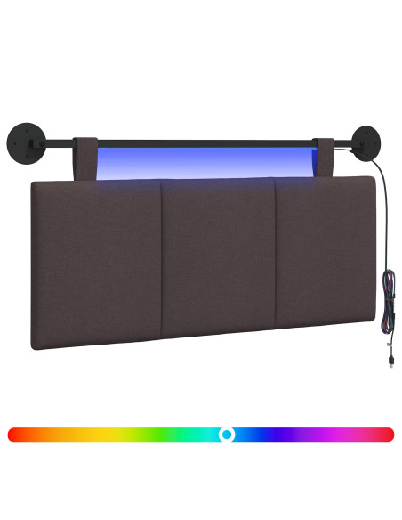 Testiera sospesa Con luce LED Marrone Scuro Tessuto