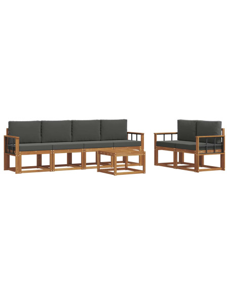 Set di divani da esterno con cuscino 7 pcs Naturale e Antracite