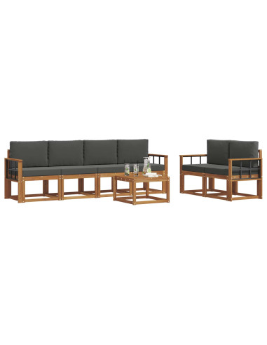 Set di divani da esterno con cuscino 7 pcs Naturale e Antracite