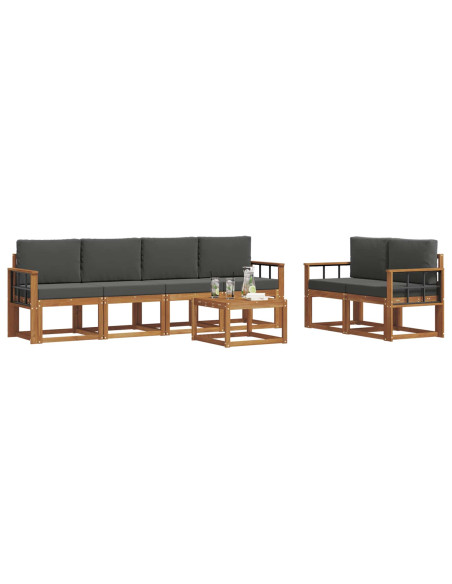 Set di divani da esterno con cuscino 7 pcs Naturale e Antracite