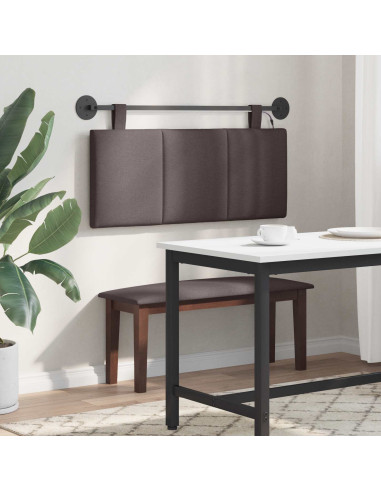 Testiera sospesa Con luce LED Marrone Scuro Tessuto