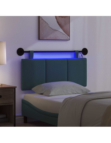 Testiera sospesa Con luce LED Verde Scuro Tessuto