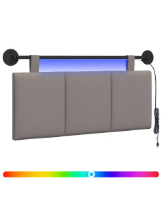 Testiera sospesa Con luce LED Tortora Tessuto 2