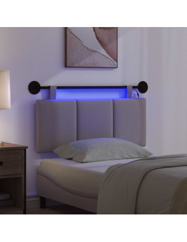 Testiera sospesa Con luce LED Tortora Tessuto