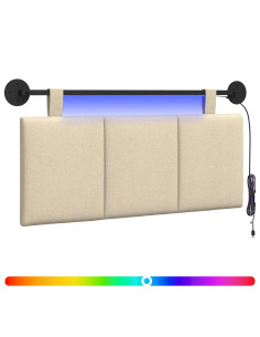 Testiera sospesa Con luce LED Crema Tessuto 2