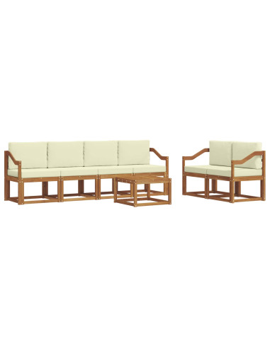 Set di divani da esterno con cuscino 7 pcs Naturale e Crema