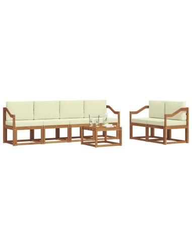 Set di divani da esterno con cuscino 7 pcs Naturale e Crema