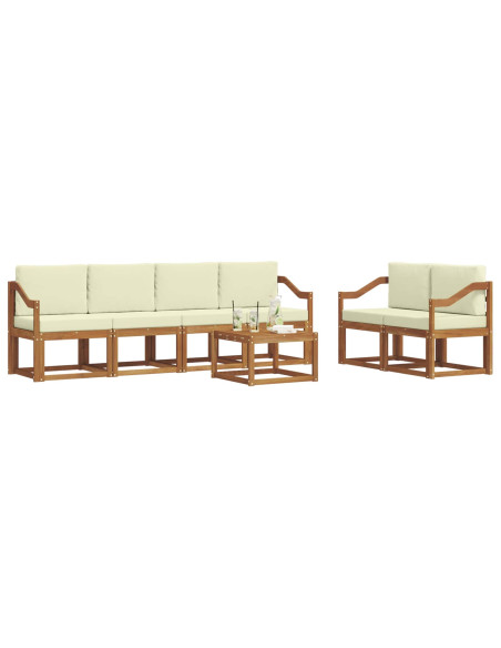 Set di divani da esterno con cuscino 7 pcs Naturale e Crema