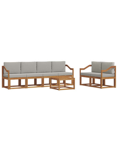 Set di divani da esterno 7 pcs Grigio Naturale e Chiaro