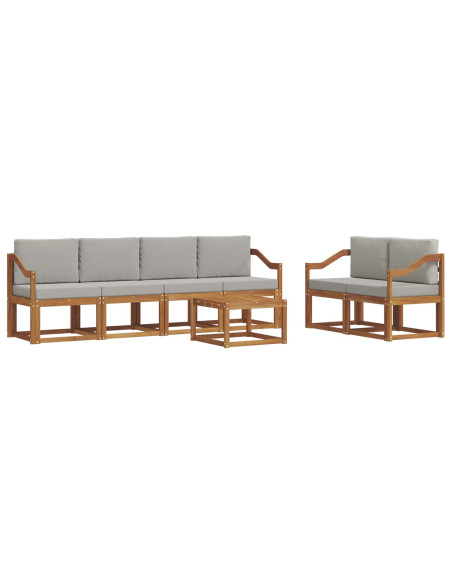 Set di divani da esterno 7 pcs Grigio Naturale e Chiaro