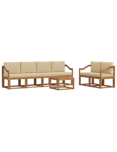Set di divani da esterno con cuscino 7 pcs Naturale e Beige