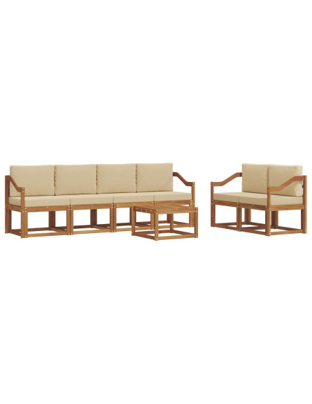 Set di divani da esterno con cuscino 7 pcs Naturale e Beige