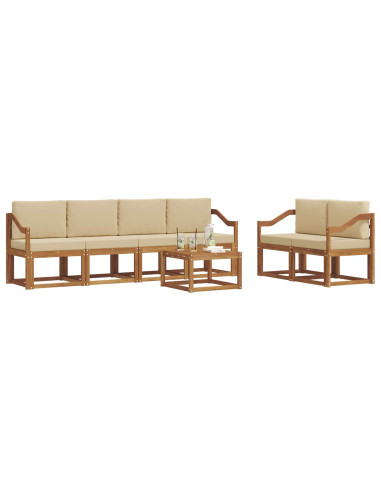 Set di divani da esterno con cuscino 7 pcs Naturale e Beige