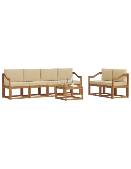 Set di divani da esterno con cuscino 7 pcs Naturale e Beige