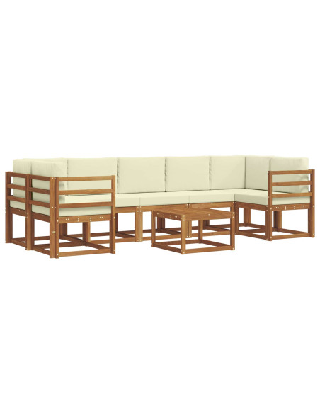 Set di divani da esterno con cuscino 8 pcs Naturale e Crema