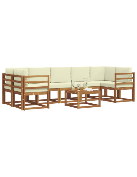 Set di divani da esterno con cuscino 8 pcs Naturale e Crema