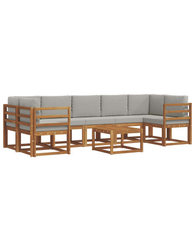 Set di divani da esterno 8 pcs Grigio Naturale e Chiaro
