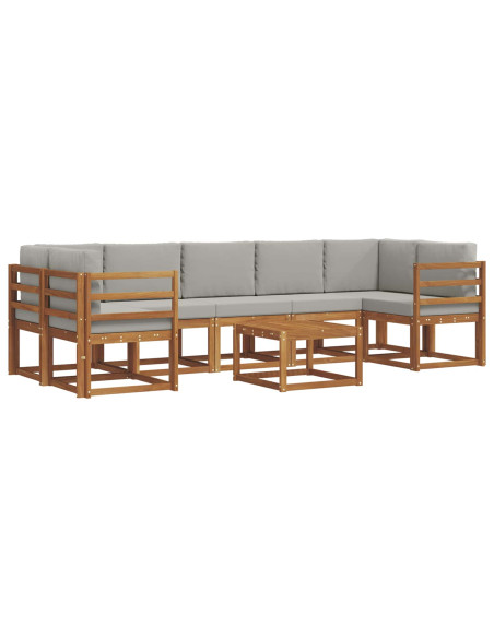 Set di divani da esterno 8 pcs Grigio Naturale e Chiaro