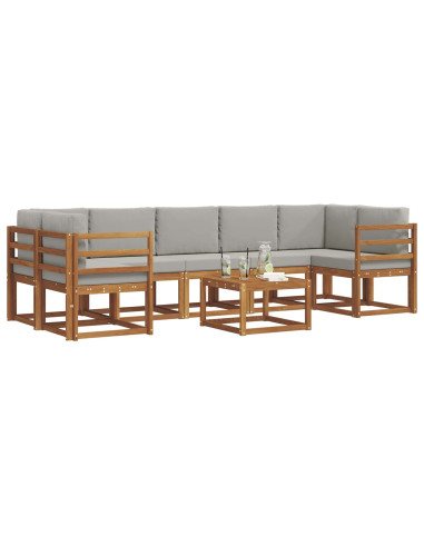 Set di divani da esterno 8 pcs Grigio Naturale e Chiaro