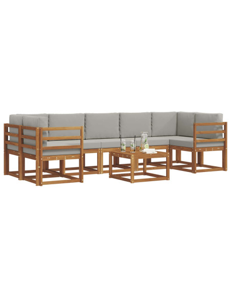 Set di divani da esterno 8 pcs Grigio Naturale e Chiaro