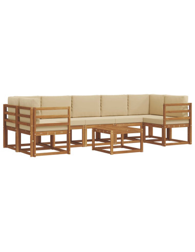 Set di divani da esterno con cuscino 8 pcs Naturale e Beige