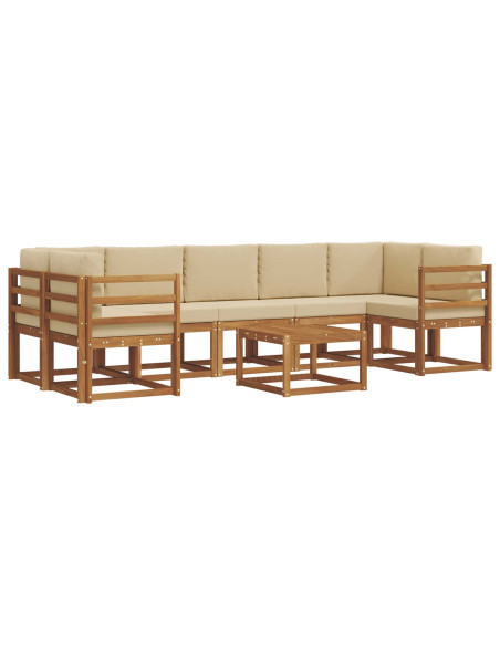 Set di divani da esterno con cuscino 8 pcs Naturale e Beige