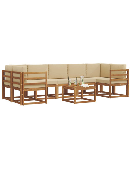 Set di divani da esterno con cuscino 8 pcs Naturale e Beige