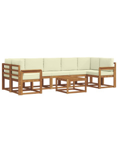 Set di divani da esterno con cuscino 8 pcs Naturale e Crema 2