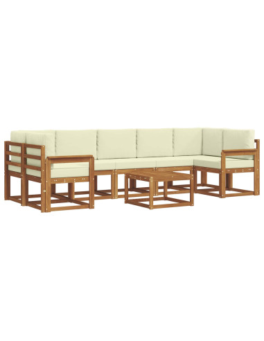 Set di divani da esterno con cuscino 8 pcs Naturale e Crema