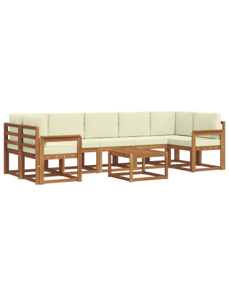 Set di divani da esterno con cuscino 8 pcs Naturale e Crema