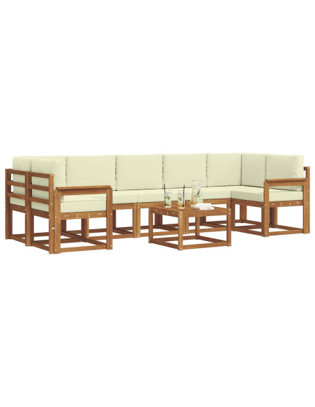 Set di divani da esterno con cuscino 8 pcs Naturale e Crema