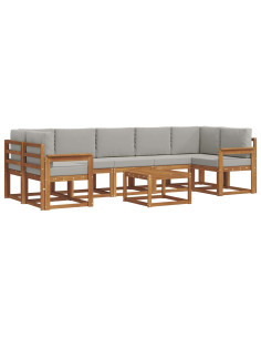 Set di divani da esterno 8 pcs Grigio Naturale e Chiaro 2