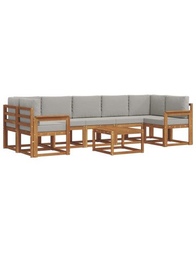 Set di divani da esterno 8 pcs Grigio Naturale e Chiaro