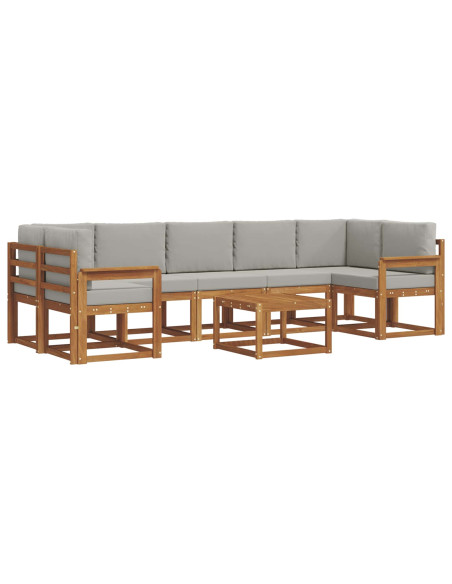 Set di divani da esterno 8 pcs Grigio Naturale e Chiaro