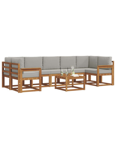 Set di divani da esterno 8 pcs Grigio Naturale e Chiaro