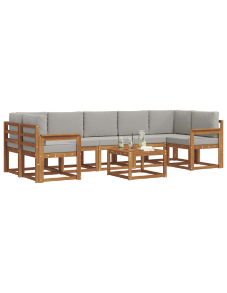 Set di divani da esterno 8 pcs Grigio Naturale e Chiaro