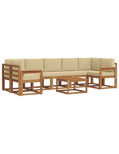 Set di divani da esterno con cuscino 8 pcs Naturale e Beige