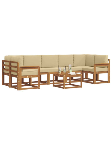 Set di divani da esterno con cuscino 8 pcs Naturale e Beige