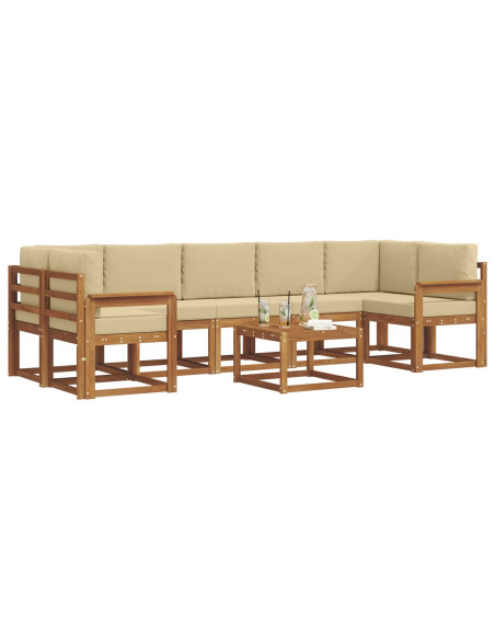 Set di divani da esterno con cuscino 8 pcs Naturale e Beige