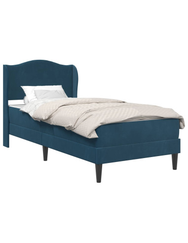 Struttura del letto con testiera Blu 90 x 190 cm Velluto