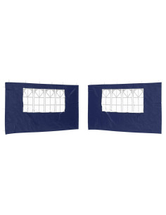 Parete per tenda da festa 2 pcs 400 x 195 cm Blu PE e Acciaio 2