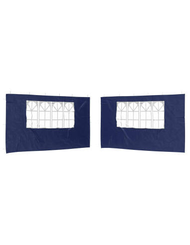 Parete per tenda da festa 2 pcs 400 x 195 cm Blu PE e Acciaio
