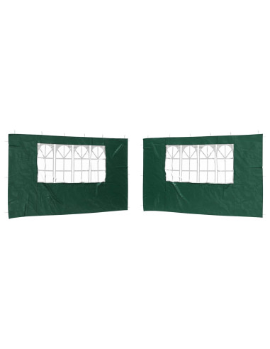 Parete per tenda da festa 2 pcs 400 x 195 cm Verde PE e Acciaio