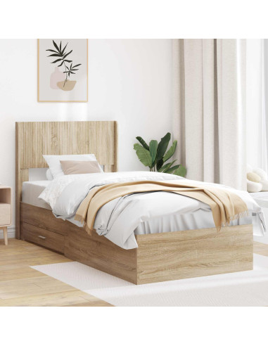 Struttura del letto con stoccaggio e testata Rovere Sonoma