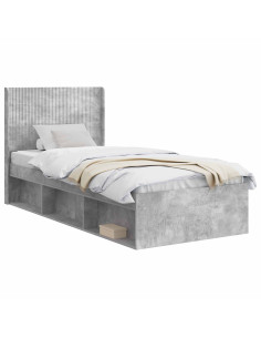 Struttura del letto con stoccaggio e testata Grigio Cemento 2