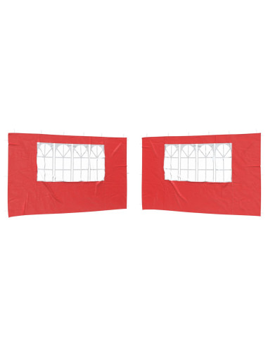 Parete per tenda da festa 2 pcs 400 x 195 cm Rosso PE e Acciaio