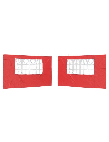 Parete per tenda da festa 2 pcs 400 x 195 cm Rosso PE e Acciaio