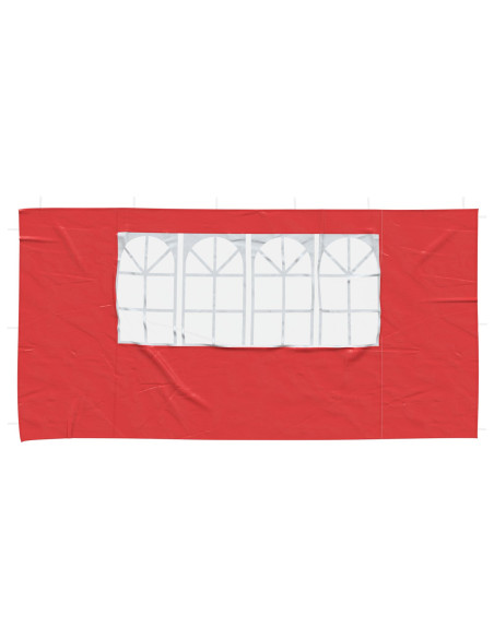 Parete per tenda da festa 2 pcs 400 x 195 cm Rosso PE e Acciaio