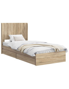 Struttura del letto con stoccaggio e testata Rovere Sonoma 2